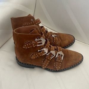 GIVENCHY PARIS Leather Studded Suede Boots, 9us
